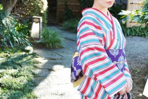 ストライブ柄の着物