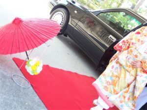 着物レンタルしてタクシー利用