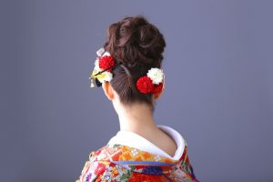 着物のヘアセット（アップスタイル）
