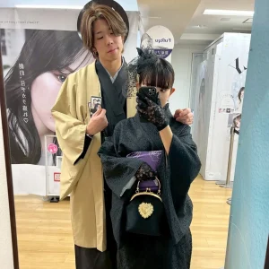 鎌倉の着物レンタル和楽｜カップルで大人かっこいい着物コーディネート