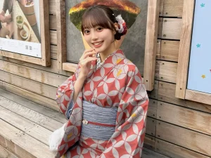 鎌倉でレトロ着物をレンタルした女性モデル