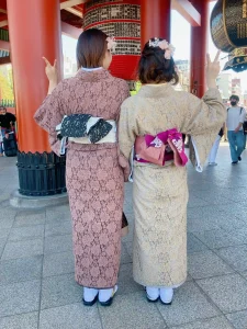 レース着物を友達とレンタル