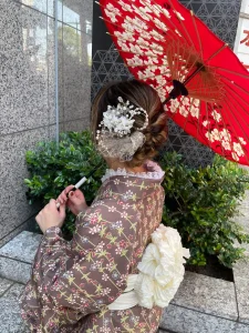 和傘と定番着物