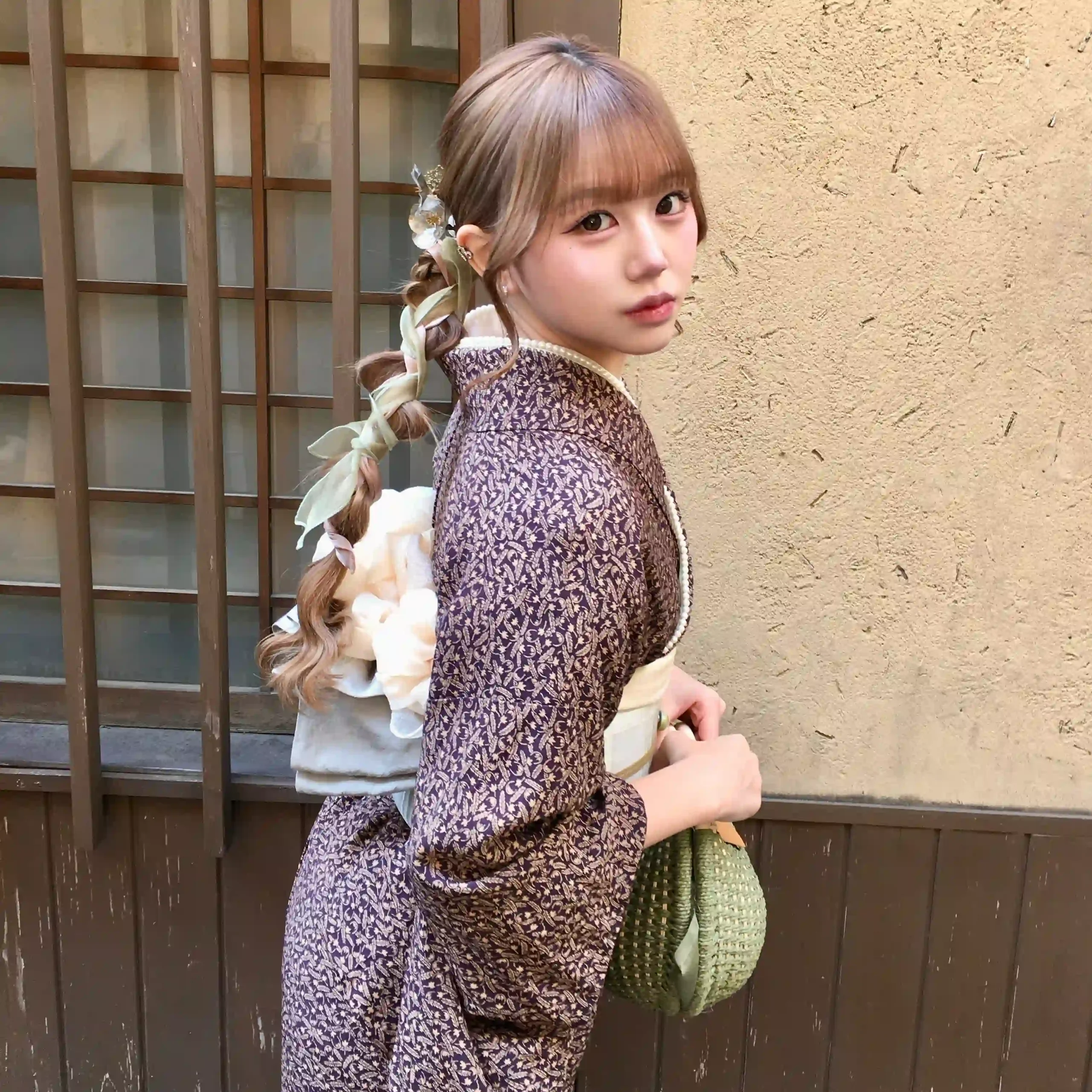浅草着物レンタル和楽 フルセットプランの着物コーディネート
